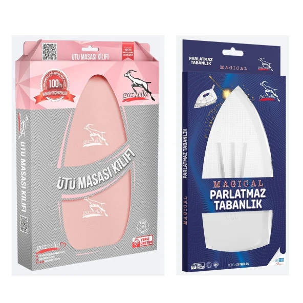 Gazella Ütü Altlığı +  Ütü Masası Kılıfı Bezi 50 x 135 cm Pudra Set ürün görseli 1