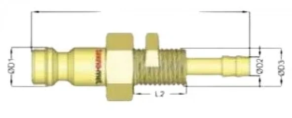 Pnömatik Sarı Stoper Otomatik Rekor Perde Geçişli Hortum Uç T26 - 10mm ürün görseli 1