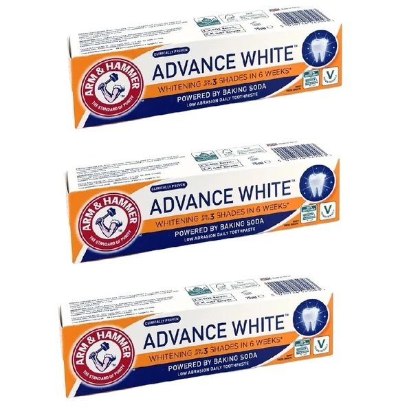 Arm & Hammer Advance White 3 Tona Kadar Beyazlatıcı Florürlü Diş Macunu 75 ml 3 Adet ürün görseli 1