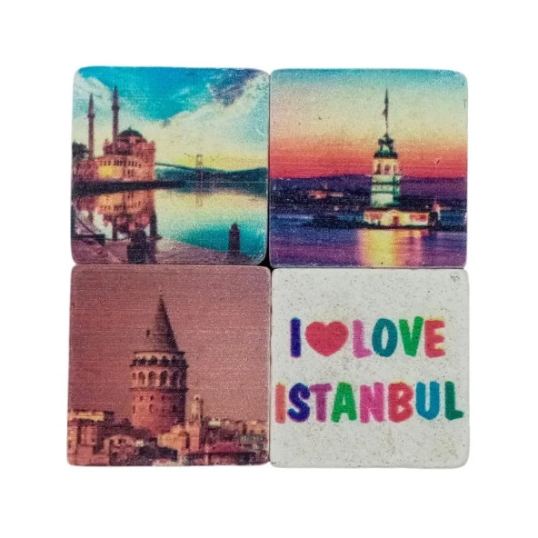 İstanbul Temalı Dörtlü Taş Magnet ürün görseli 1