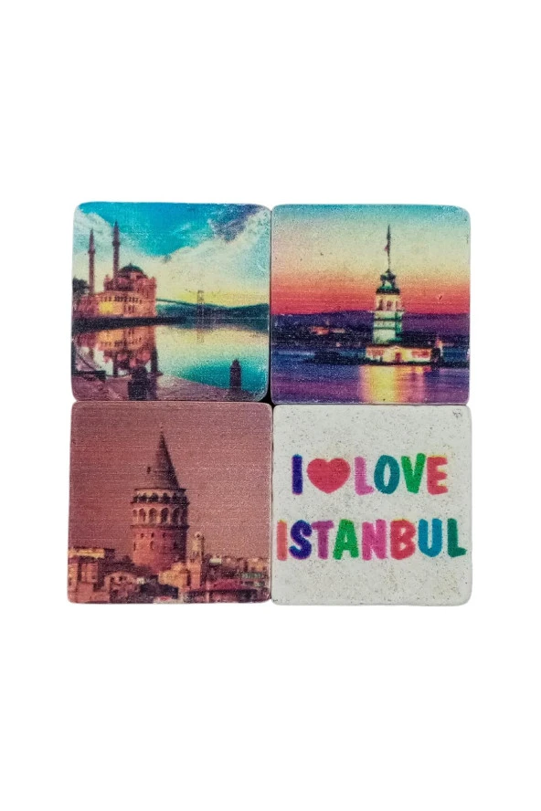 İstanbul Temalı Dörtlü Taş Magnet - Resim 3