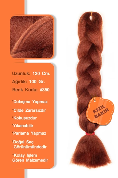 Afrika Örgüsü Rasta Ve Box Braid için Sentetik Saç - Kızıl Bakır ürün görseli 1