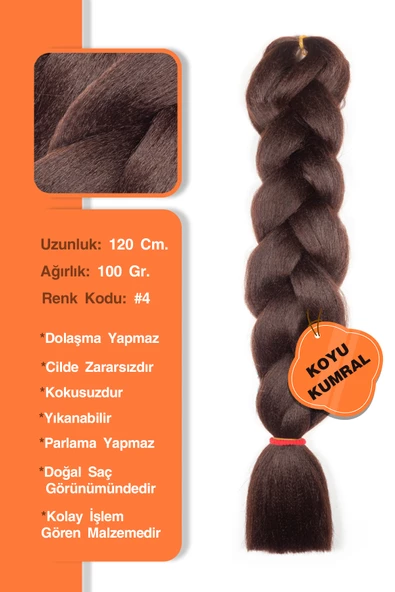 Afrika Zenci Örgüsü Rasta Ve Box Braid için Sentetik Saç - Koyu Kumral ürün görseli 1