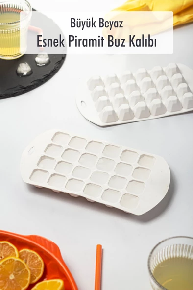 Büyük Beyaz Piramit Buz Kalıbı (13*24*2 cm) ürün görseli 1