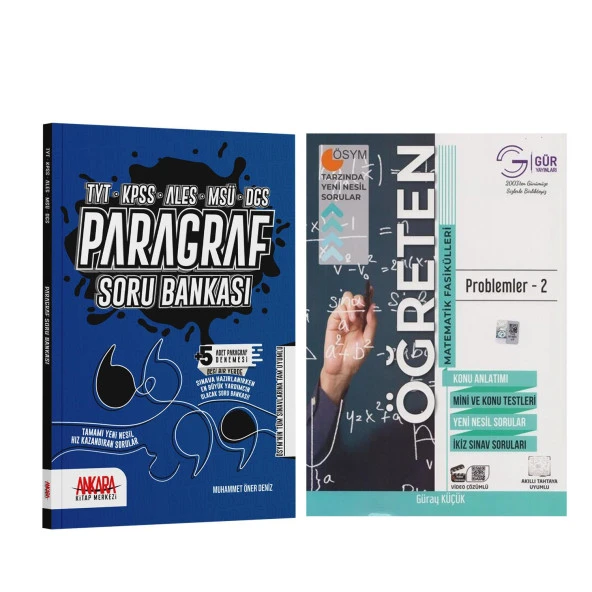 Gür Yayınları Problemler 2 ve Ankara Kitap Merkezi Paragraf Soru Bankası 2 Kitap Set ürün görseli 1