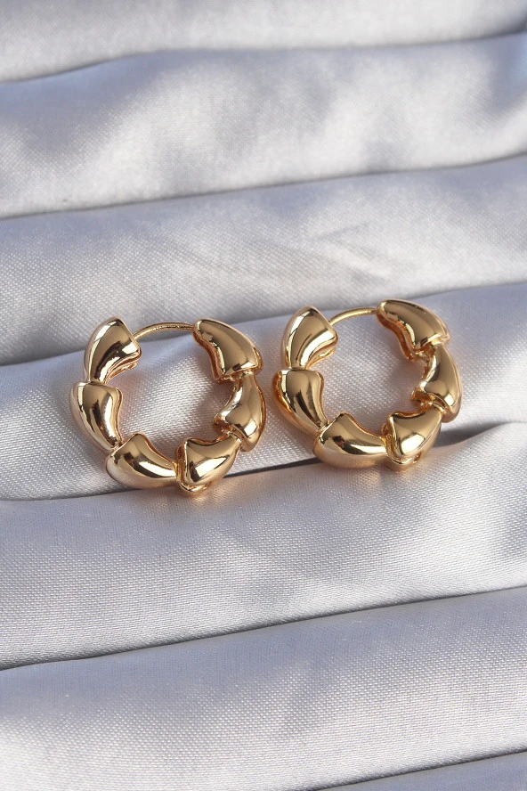 Pirinç Gold Renk Damla Kıvrım Tasarımlı Halka Küpe - EBJ270706W25246 ürün görseli 1