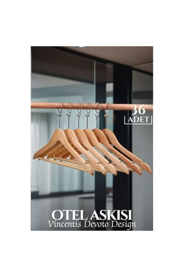 Otel Tip Askı  Ahşap 36 ADET - Resim 3