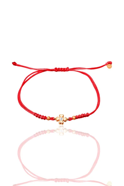 Gümüş rose zirkon taşlı dorica toplu kırmızı ipli yonca şans bileklik SGTL12525KIRMIZI ürün görseli 1