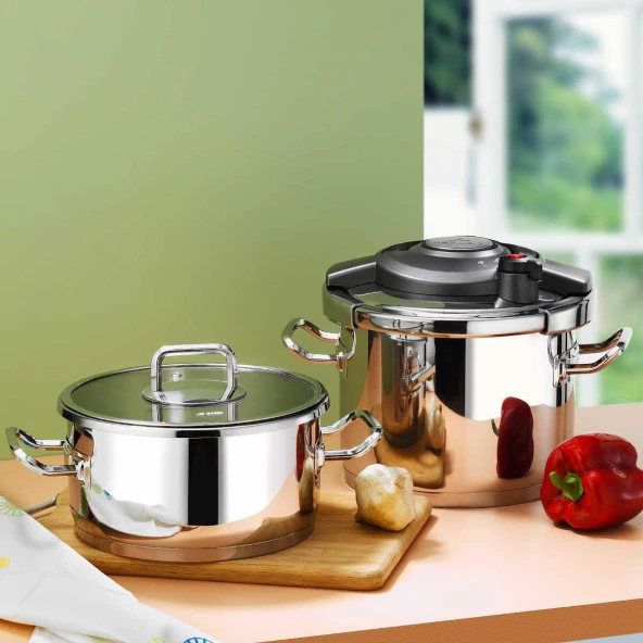 Aryıldız Touch & Cook Kanka Düdüklü Tencere Seti 6 + 4 Litre Ar258255 ürün görseli 1