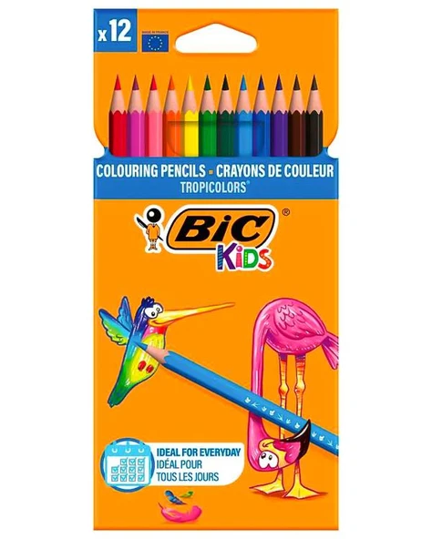 Bic Kids Tropicolors İnce Kuru Kalem Boya Seti 12'li ürün görseli 1