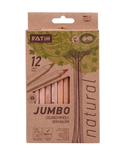Fatih Natural Ahşap Jumbo Kuru Boya Seti 12li ürün görseli 1