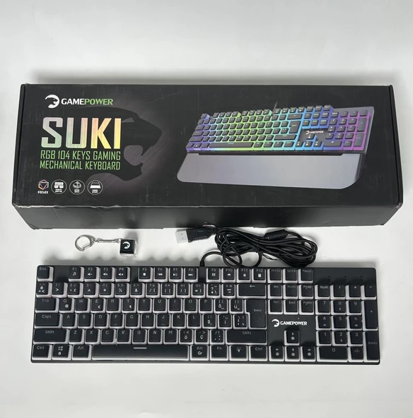 Gamepower Suki Mekanik Kırmızı Switch Puding Keycaps Türkçe Q 104 Tuş USB Gaming Klavye (OUTLET) ürün görseli 1