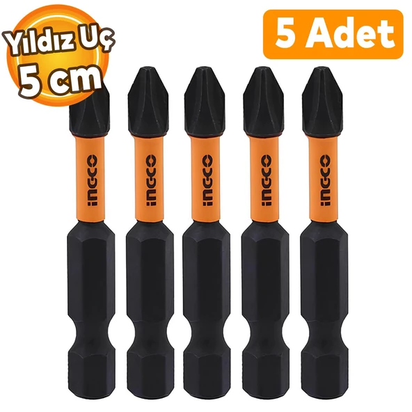 5 Adet Mıknatıslı Matkap Bits Uç Ph2 50 mm Vida Sökme 5 cm Yıldız Matkap Vidalama Ucu S2 Çeliği ürün görseli 1