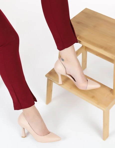 Feles Kadeh Topuk Yanı Şeffaf Stiletto Kadın Topuklu Ayakkabı ürün görseli 1