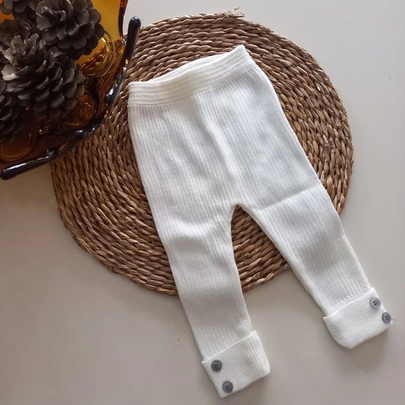 MARS BABY Kız Bebek Triko Düğmeli Tayt Ekru ürün görseli 1