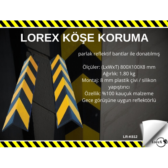LOREX LR-K612 Kauçuk Otopark Kolon Köşe Koruyucu ürün görseli 1