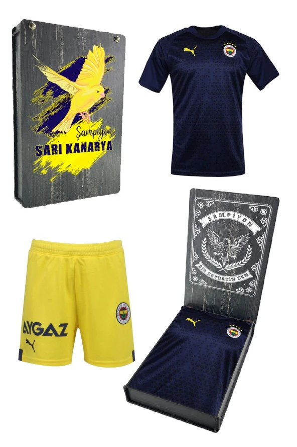 Fenerbahçe Orijinal A Takım Futbolcu Lacivert Antrenman Çocuk T-Shirt + Şort Set Hediyelik Kutulu ürün görseli 1