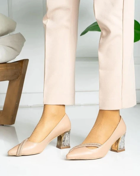 Feles Çift Şerit Stiletto Kadın Topuklu Ayakkabı - Resim 4