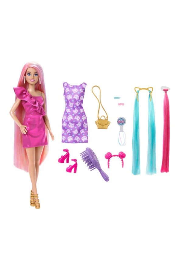 Barbie Upuzun Muhteşem Saçlı Bebekler Pembe Saçlı HKT95  JDC85 ürün görseli 1