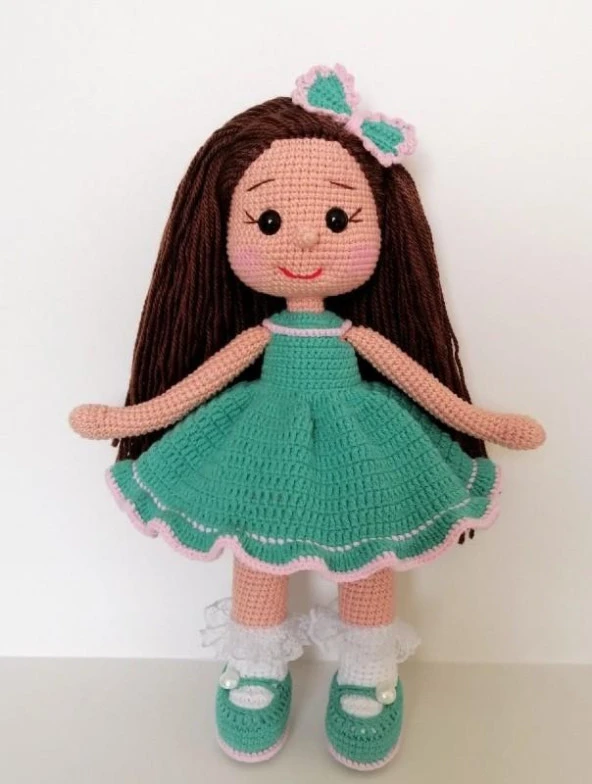 Mint Yeşili Fatoş Bebek Amigurumi Organik Oyuncak ürün görseli 1