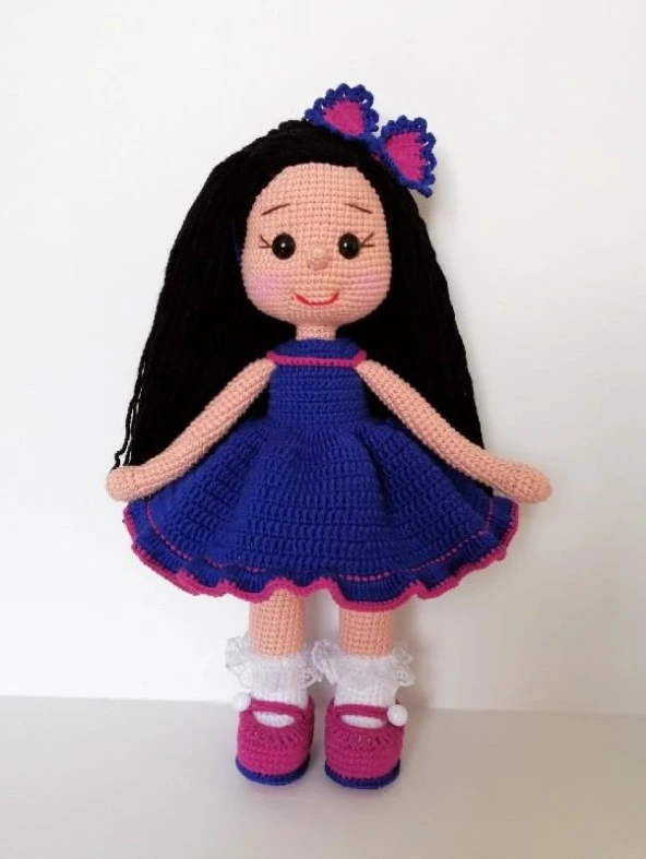 Saks Mavisi Fatoş Bebek Amigurumi Organik Oyuncak ürün görseli 1