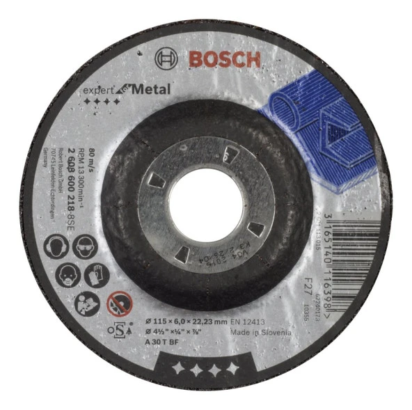 Bosch - 115*6,0 mm Expert Serisi Bombeli Metal Taşlama Diski (Taş) ürün görseli 1