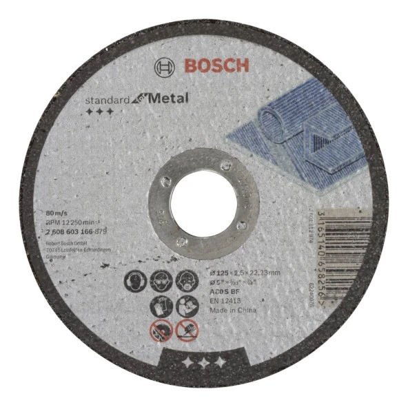 Bosch - 125*2,5 mm Standard Seri Düz Metal Kesme Diski (Taş) ürün görseli 1