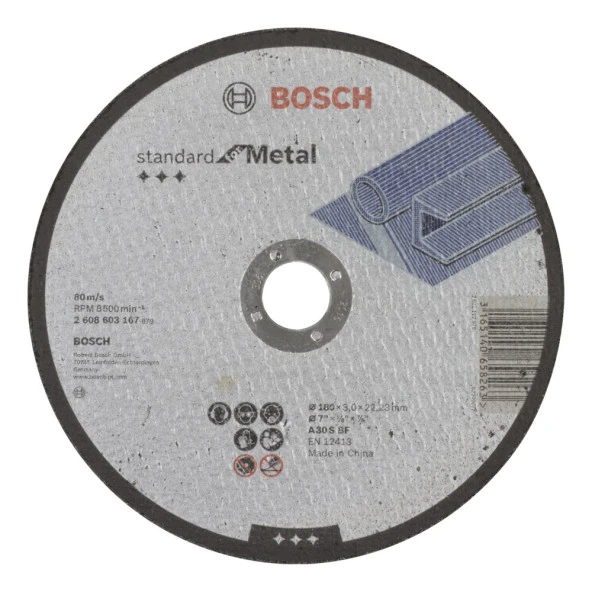 Bosch - 180*3,0 mm Standard Seri Düz Metal Kesme Diski (Taş) ürün görseli 1