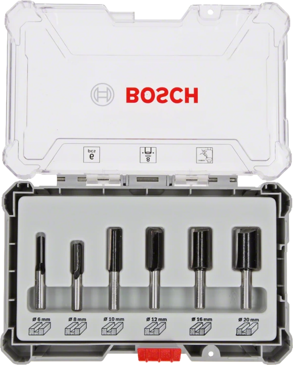 Bosch - Profesyonel 6 Parça Düz Freze Ucu Seti 8 mm Şaftlı ürün görseli 1