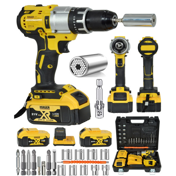 Mager Zy-02 GTR Çelik MADREN13 mm Darbeli LED Göstergeli 10 Pilli Akülü Vidalama Darbeli Matkap ürün görseli 1