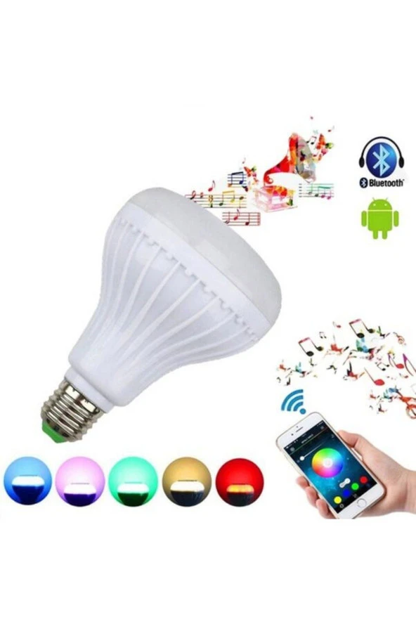 5m Led Bluetooth Ampul Hoparlör Ve Renk Seçeneği 12w Kumandalı Rgb ürün görseli 1