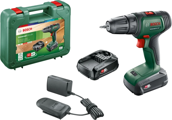 Bosch UniversalDrill 18 Çift Akülü Delme Vidalama Makinesi (2 x 1,5Ah) ürün görseli 1