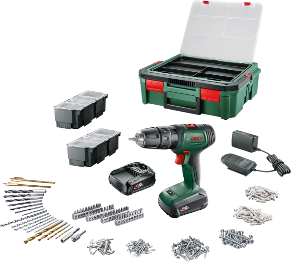 Bosch UniversalImpact 18 V Çift Akülü Darbeli Matkap + 241 Parça Aksesuar Seti ürün görseli 1