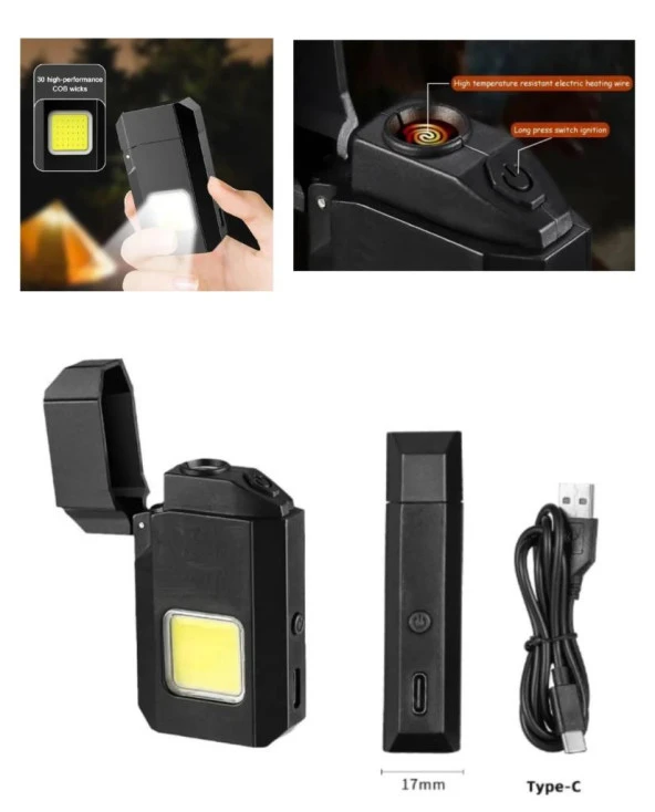 El Feneri Çakmaklı Cep Feneri Usb Şarjlı Küçük Fener Güçlü Işık Gs-4000Ç ürün görseli 1