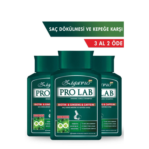 Zigavus Pro Lab Şampuan 300 ml 3 Al 2 Öde - Sarımsak, Kafein, Biotin, Ginseng Özlü 8699349130770 ürün görseli 1