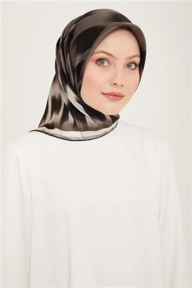 Armine Sura İpek Eşarp 9155-S02 Siyah, Füme, Gri, Açık Vizon ürün görseli 1