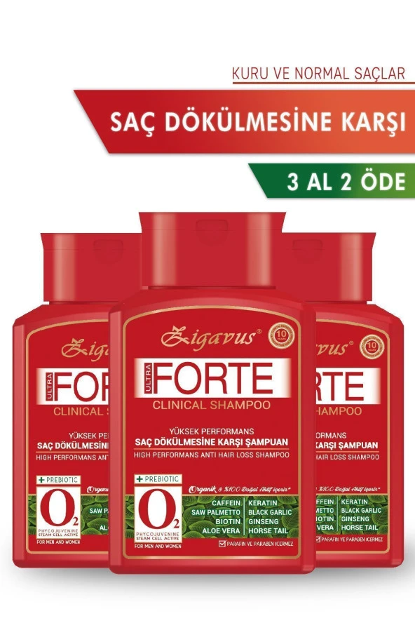 Zigavus Forte Ultra Clinical Dökülme Karşıtı Şampuan 3x300 ml ürün görseli 1