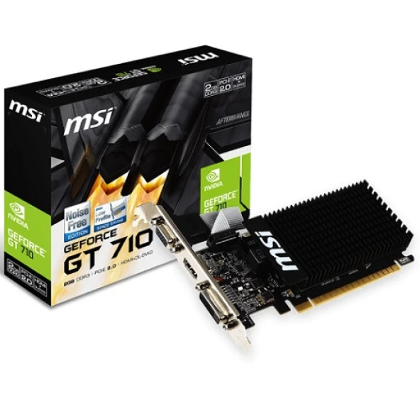 MSI GT710 2GB 2GD3H-LP DDR3 64bit HDMI DVI PCIe 16X v2.0 Low Profile,Fansız ürün görseli 1