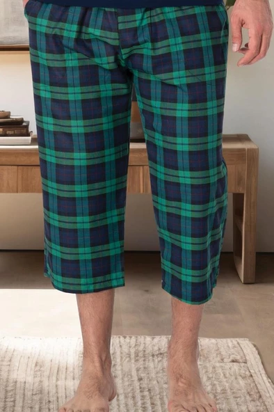 Mecit 3008 Yeşil Ekoseli Erkek Kapri Pijama Altı ürün görseli 1