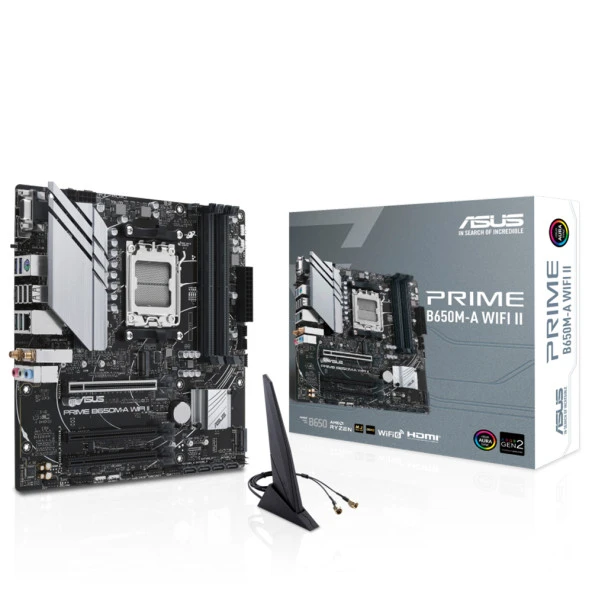 ASUS PRIME B650M-A WIFI II DDR5 HDMI DP PCIe 16X v4.0 AM5 mATX ürün görseli 1