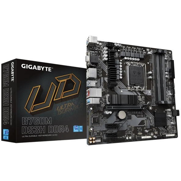 GIGABYTE B760M DS3H DDR4 HDMI TYPE-C DP PCIe 16X v4.0 1700p mATX ürün görseli 1