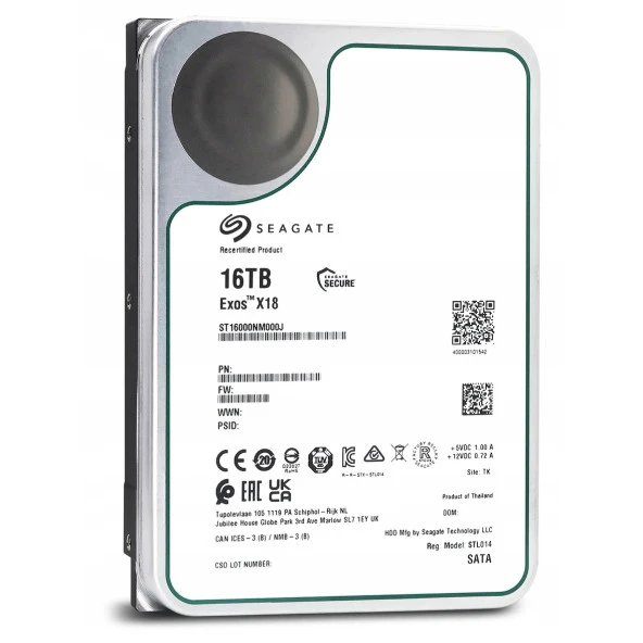 SEAGATE 3.5" 16TB EXOS ST16000NM000J 7200 RPM 256MB SATA-3 NAS ve Güvenlik Diski ürün görseli 1