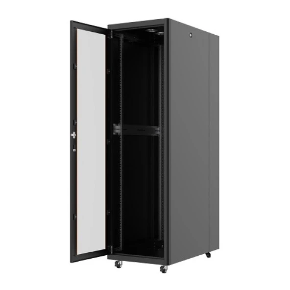 AGER 26U 600x1000mm Dikili Tip Siyah Kabinet Vega AG-VB26U6010S1 Cam Kapak ürün görseli 1