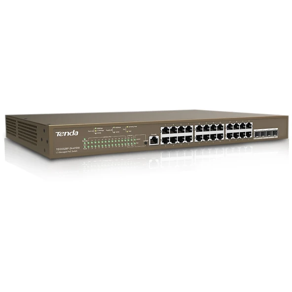 TENDA 24port 410W FULL PoE TEG5328P-24-410W GIGABIT 4X SFP Yönetilebilir Switch RackMount ürün görseli 1