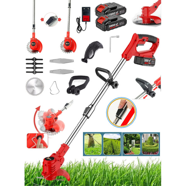 Wacker Germany Tuwartz ASR 776 Series Çim Çalı Ot Biçme Tırpanı 3800 VF 20 AH Teleskopik Uzatmalı Çift Akülü ürün görseli 1