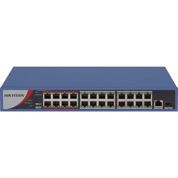 HIKVISION 24port 230w FULL PoE DS-3E0326P-E/M(B) 10/100 1X-UPLINK Yönetilemez Switch ürün görseli 1
