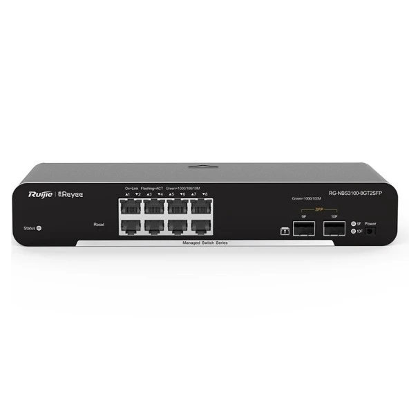 RUIJIE 8port 125w FULL PoE REYEE RG-NBS3100-8GT2SFP GIGABIT 2X SFP Yönetilebilir Switch ürün görseli 1