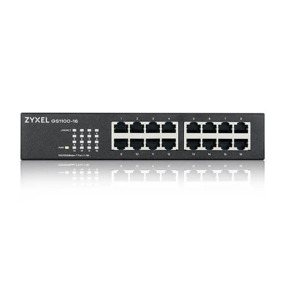 ZyXEL 16port GS1100-16 v3 GIGABIT Yönetilemez Switch Masaüstü ürün görseli 1