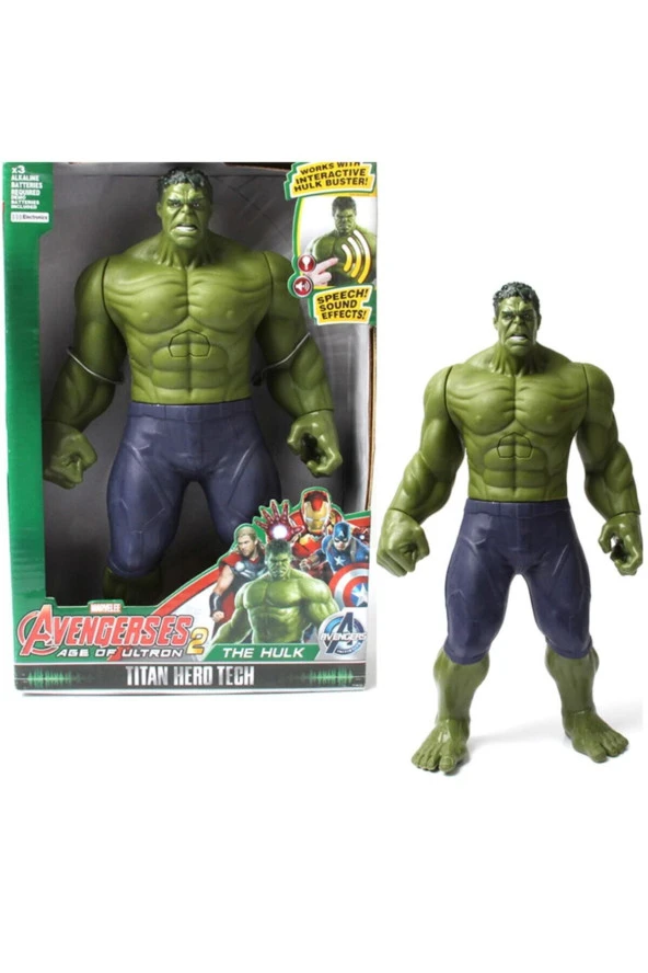 Hulk Pilli Sesli Işıklı Dev Figür 30cm ürün görseli 1