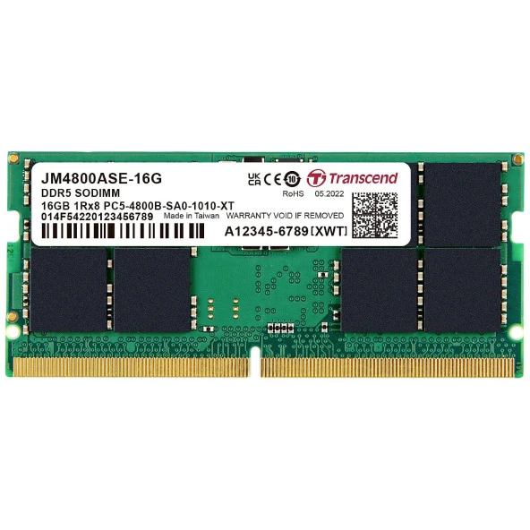 TRANSCEND 16GB DDR5 4800MHZ CL40 NOTEBOOK RAM VALUE JM4800ASE-16G ürün görseli 1